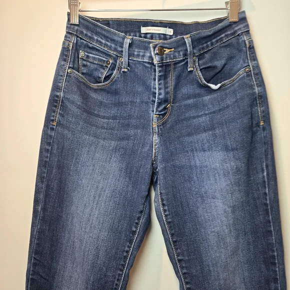 Levi's 505 Straight Leg Dark Wash Women's Denim Jeans 6 - Picture 3 of 7